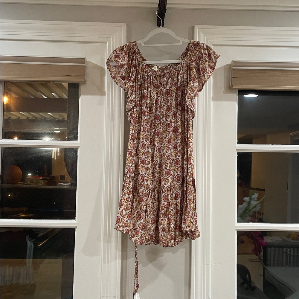 Floral Print Dress with Ruffle Sleeves